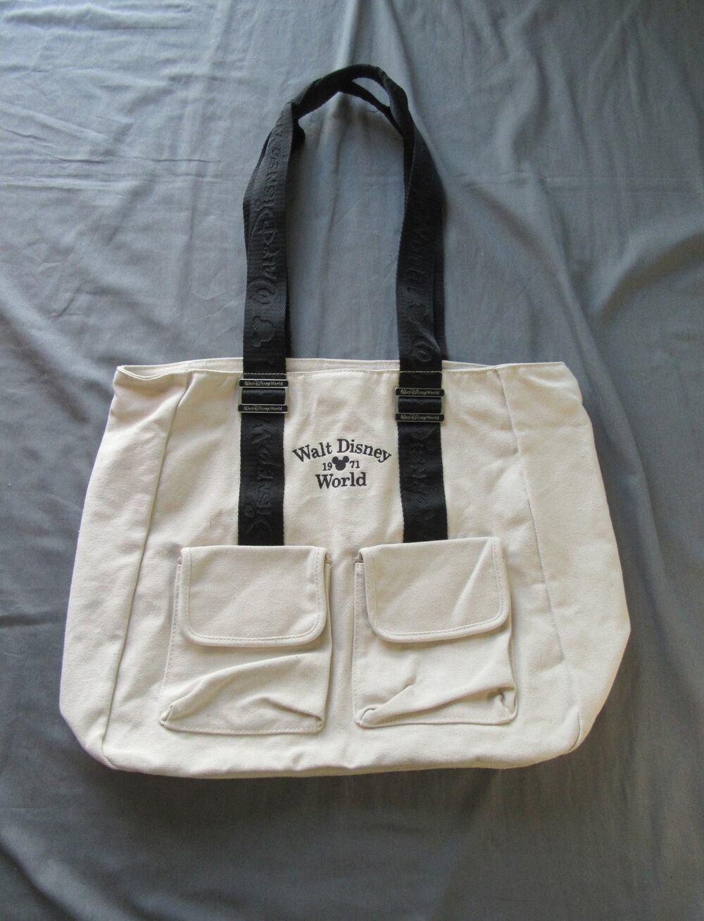 Walt Disney World Canvas Tote Bag Black Straps